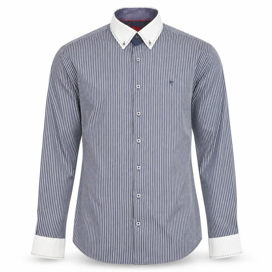 Benetti Men's Blue Striped Long Sleeve Dress Shirt L Regular Fit