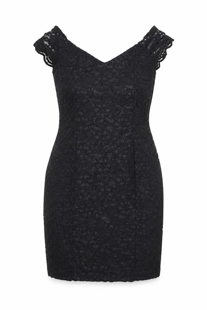 Warehouse Women Black Lace Bodycon Knee Length Dress UK 12