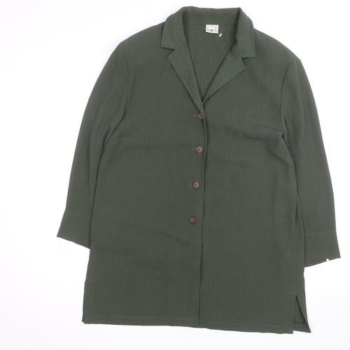 Libra Women Green Button-Up Tunic Shirt Size 14