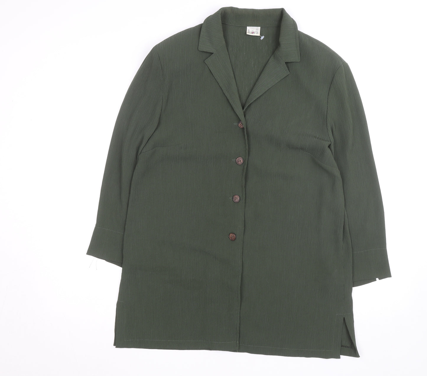 Libra Women Green Button-Up Tunic Shirt Size 14