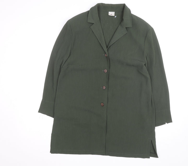 Libra Women Green Button-Up Tunic Shirt Size 14