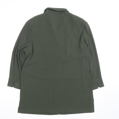 Libra Women Green Button-Up Tunic Shirt Size 14