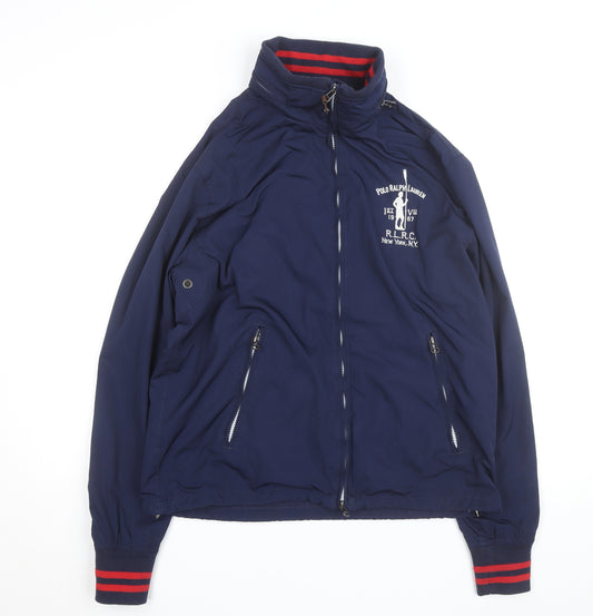 Polo Ralph Lauren Men's Blue Bomber Jacket Size M Classic Lined Zip