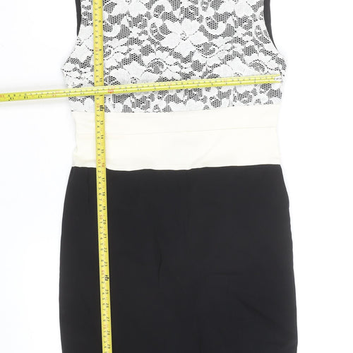 Vesper Women’s Black and White Lace Bodycon Dress Size 14