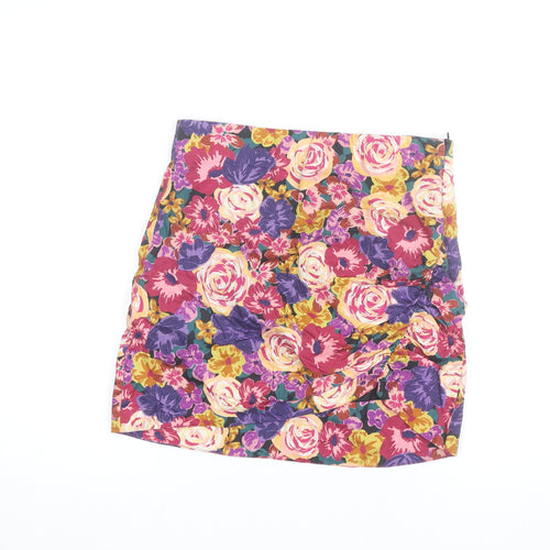 Zara Women's Multicoloured Floral Short Pencil Skirt M