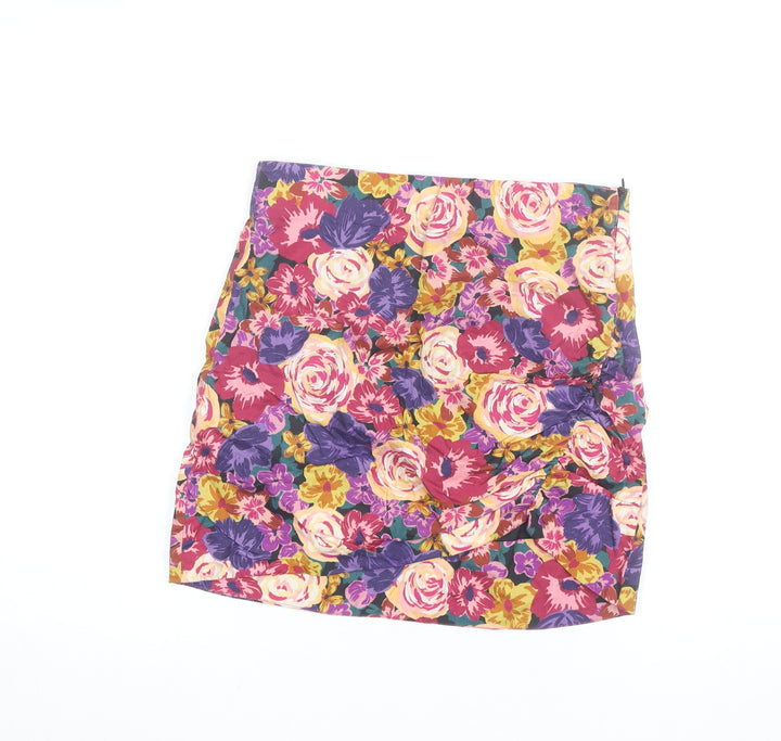 Zara Women's Multicoloured Floral Short Pencil Skirt M