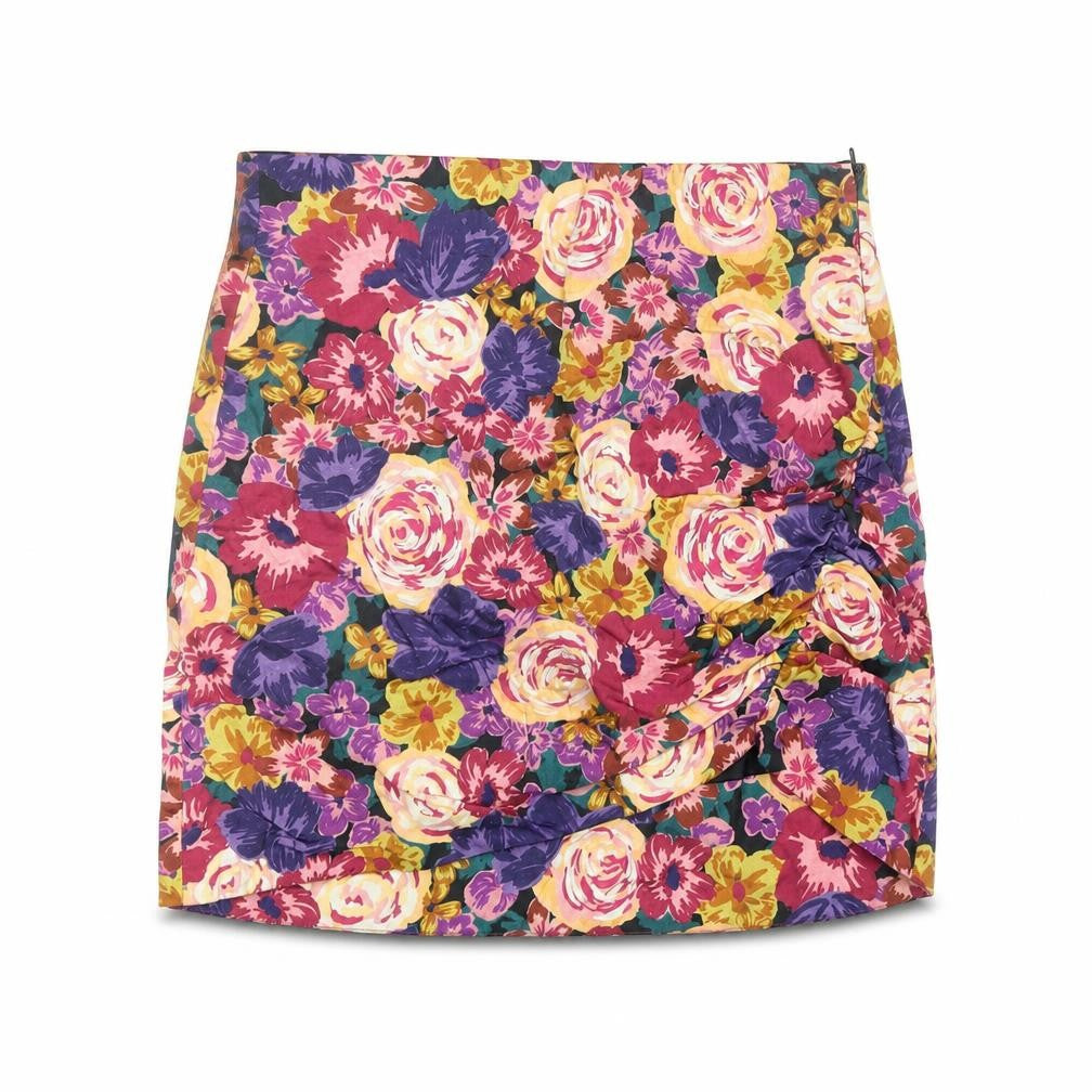 Front view of Zara Women's Multicoloured Floral Short Pencil Skirt M