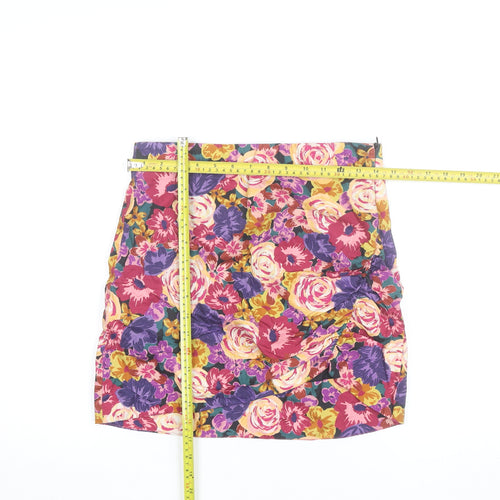 Zara Women's Multicoloured Floral Short Pencil Skirt M