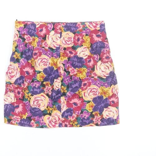 Zara Women's Multicoloured Floral Short Pencil Skirt M