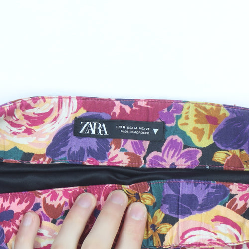 Zara Women's Multicoloured Floral Short Pencil Skirt M