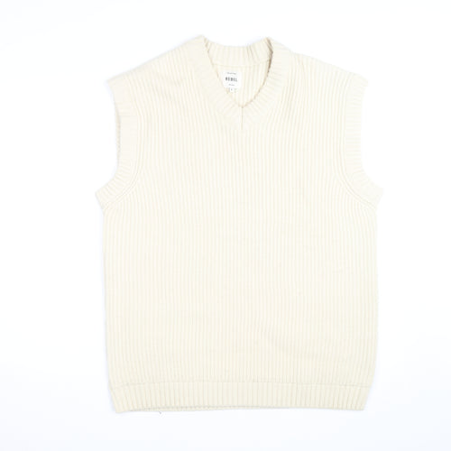 Redefined Rebel Women's Ivory Sleeveless Knit Vest Jumper Size L