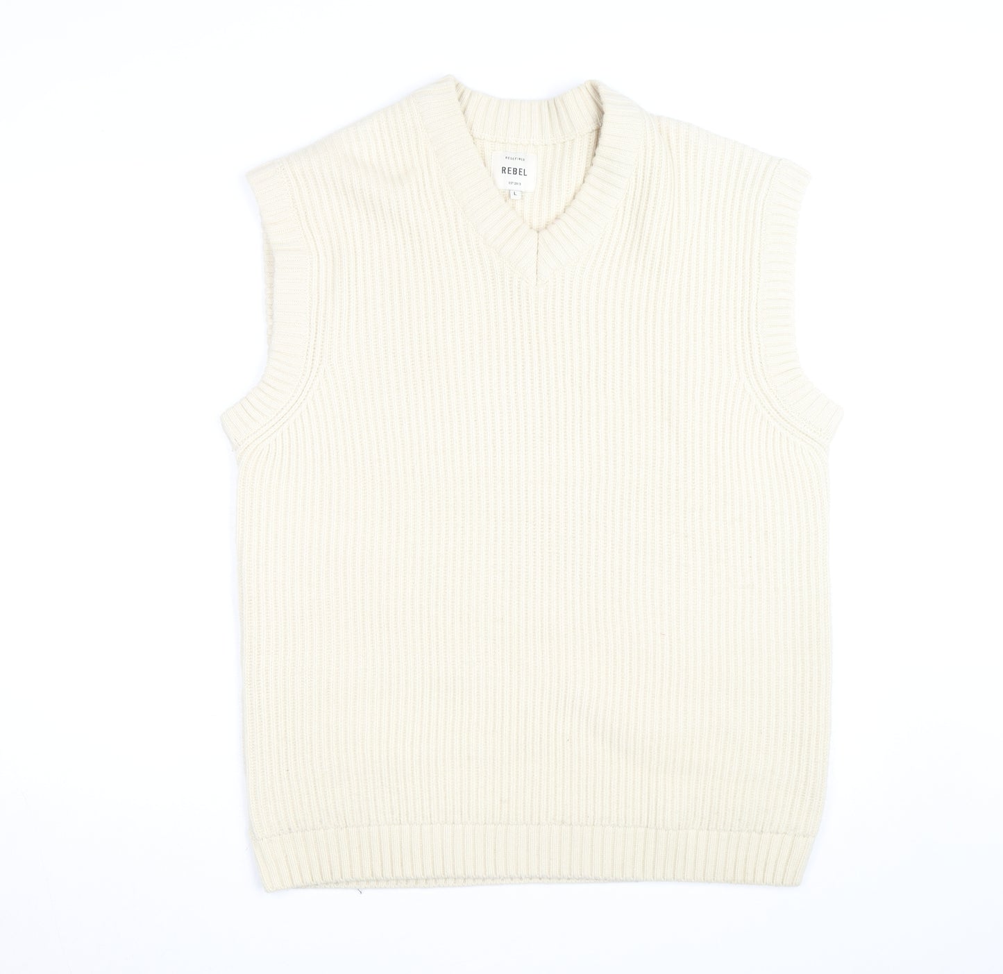 Redefined Rebel Women's Ivory Sleeveless Knit Vest Jumper Size L