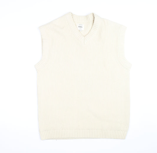 Redefined Rebel Women's Ivory Sleeveless Knit Vest Jumper Size L