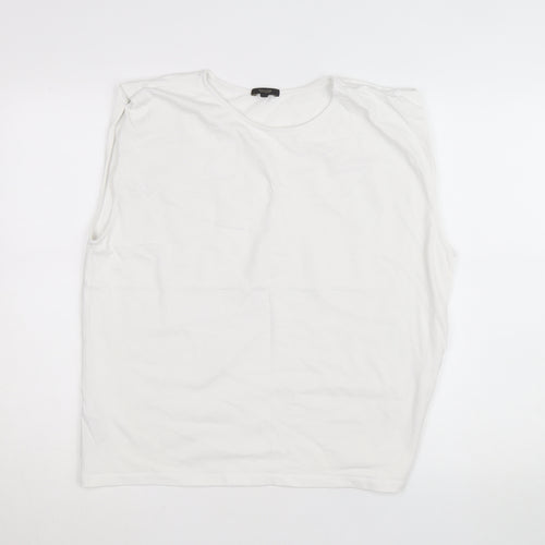 Massimo Dutti Women’s White Cotton Sleeveless Tank Top Size 12