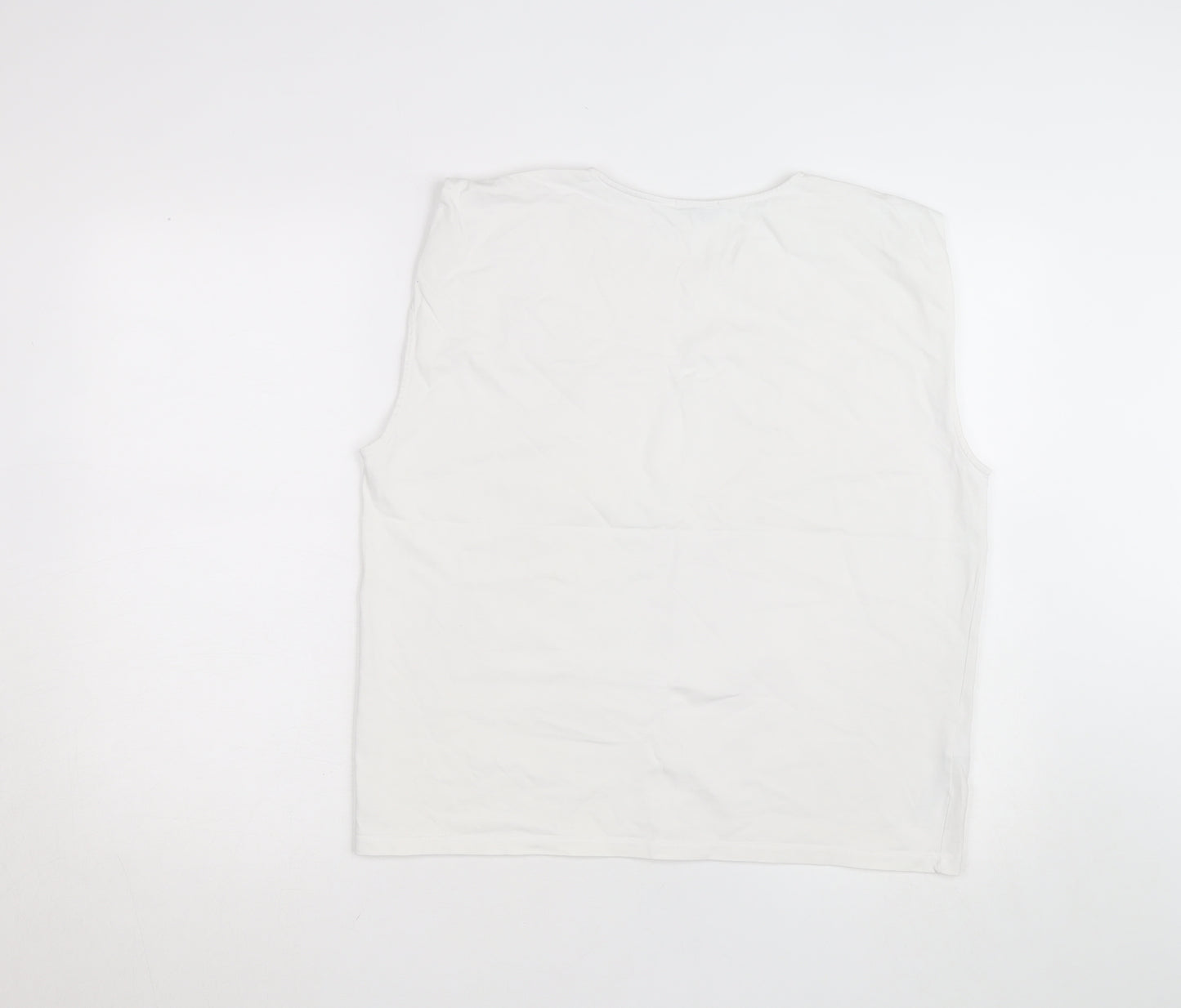 Massimo Dutti Women’s White Cotton Sleeveless Tank Top Size 12