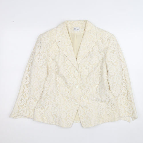 Swing Women Ivory Lace Blazer Size 14 Elegant Formal Jacket