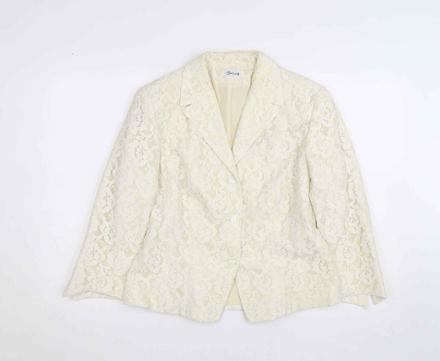Swing Women Ivory Lace Blazer Size 14 Elegant Formal Jacket
