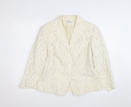 Swing Women Ivory Lace Blazer Size 14 Elegant Formal Jacket