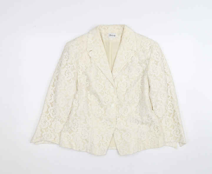 Swing Women Ivory Lace Blazer Size 14 Elegant Formal Jacket