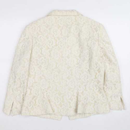 Swing Women Ivory Lace Blazer Size 14 Elegant Formal Jacket
