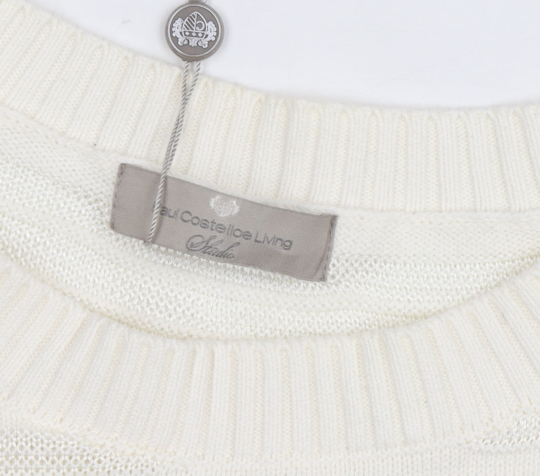 Paul Costelloe Living Women’s Ivory Cotton Blend Relaxed Knit Jumper XL