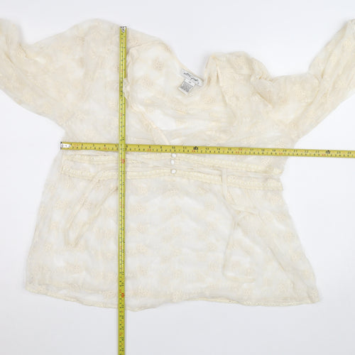 Ultra Pink Women’s Ivory Lace Tunic Blouse 2XL Sheer 3/4 Sleeve