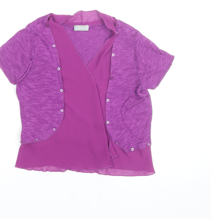 Marks and Spencer Per Una Purple Short Sleeve Wrap Blouse Size 12