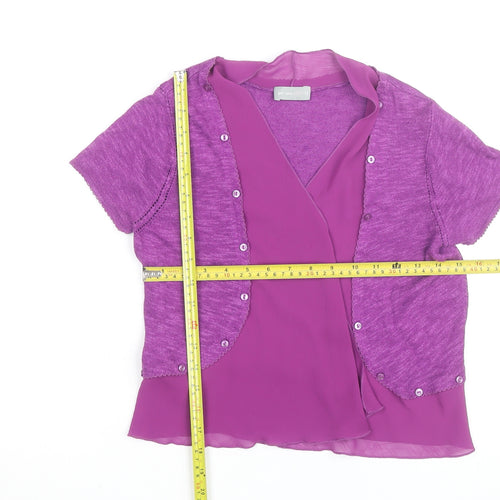 Marks and Spencer Per Una Purple Short Sleeve Wrap Blouse Size 12