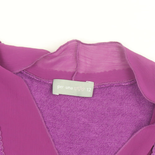 Marks and Spencer Per Una Purple Short Sleeve Wrap Blouse Size 12