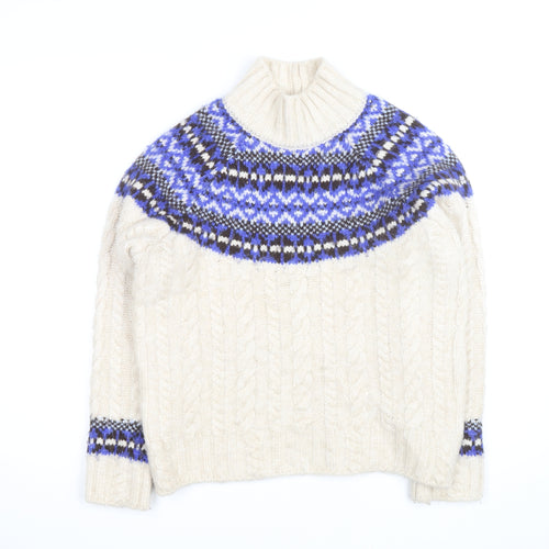 Marks and Spencer Women's Ivory Fair Isle Wool Jumper Small