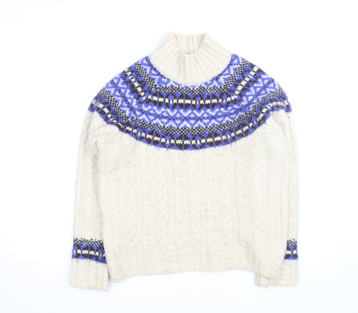 Marks and Spencer Women's Ivory Fair Isle Wool Jumper Small