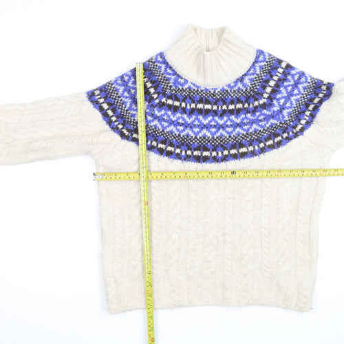 Marks and Spencer Women's Ivory Fair Isle Wool Jumper Small