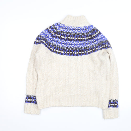 Marks and Spencer Women's Ivory Fair Isle Wool Jumper Small