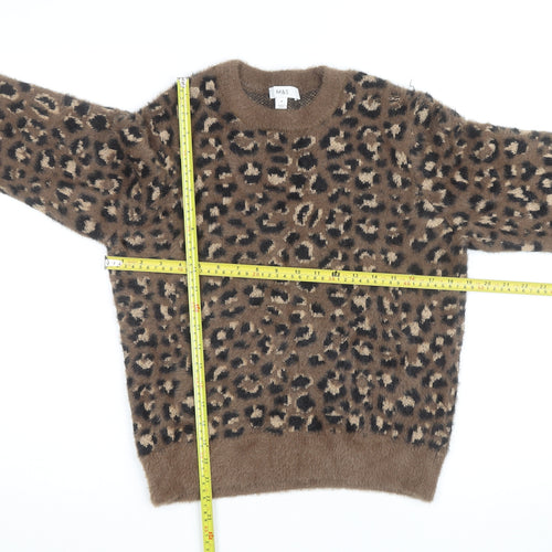 Marks and Spencer Women's Brown Leopard Knit Jumper Size M