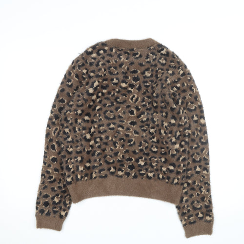 Marks and Spencer Women's Brown Leopard Knit Jumper Size M
