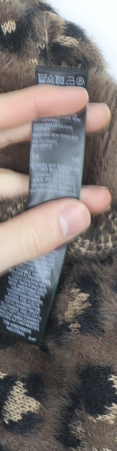 Marks and Spencer Women's Brown Leopard Knit Jumper Size M