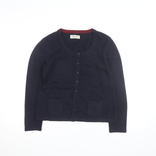 Seasalt Cornwall Womens Navy Cardigan UK 12 Merino Wool Knit