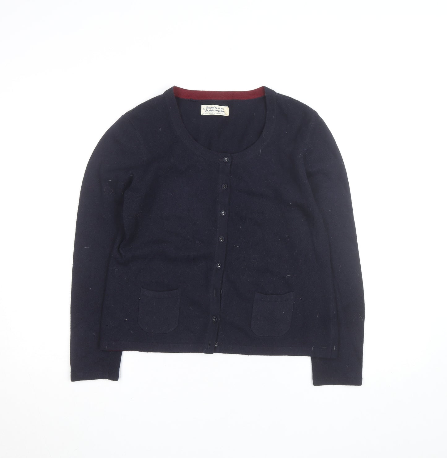 Seasalt Cornwall Womens Navy Cardigan UK 12 Merino Wool Knit