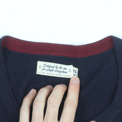 Seasalt Cornwall Womens Navy Cardigan UK 12 Merino Wool Knit
