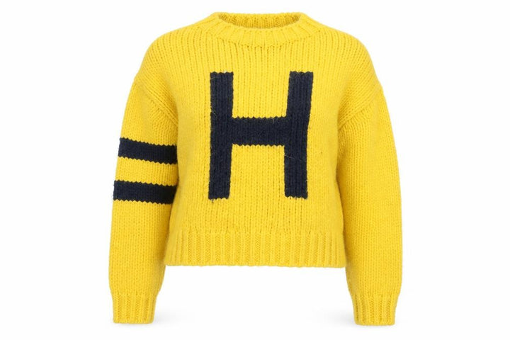Hollister Women’s Yellow Chunky Knit Crew Neck Wool Jumper Size S