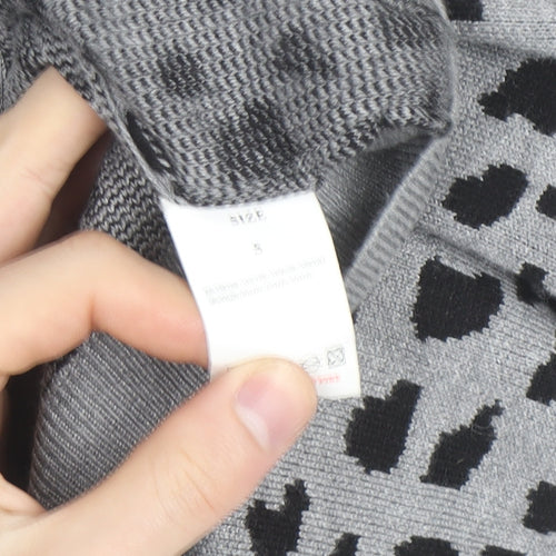 Warehouse Women’s Grey Animal Print Crew Neck Jumper Size S