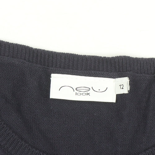 New Look Women's Blue Size 12 Military Style Cotton Jumper