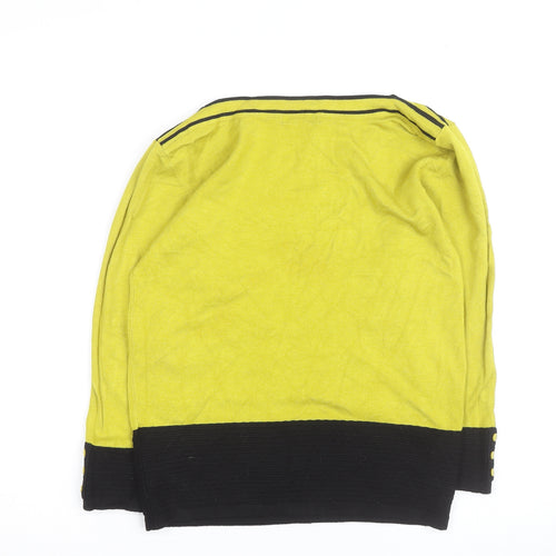 Roman Women Yellow Colourblock Knit Boat Neck Top Size 12
