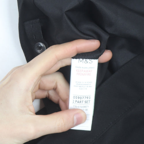 Marks and Spencer Boys Black 17-18 Years Regular Fit School Dress Pants