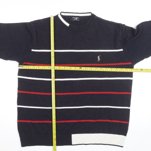 Ralph Lauren Polo Sport Men's Blue Striped Cotton Pullover Jumper L