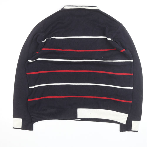 Ralph Lauren Polo Sport Men's Blue Striped Cotton Pullover Jumper L