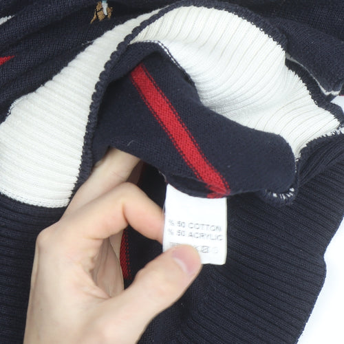 Ralph Lauren Polo Sport Men's Blue Striped Cotton Pullover Jumper L