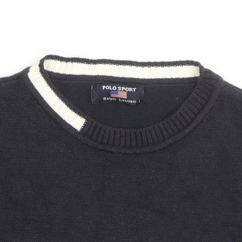 Ralph Lauren Polo Sport Men's Blue Striped Cotton Pullover Jumper L