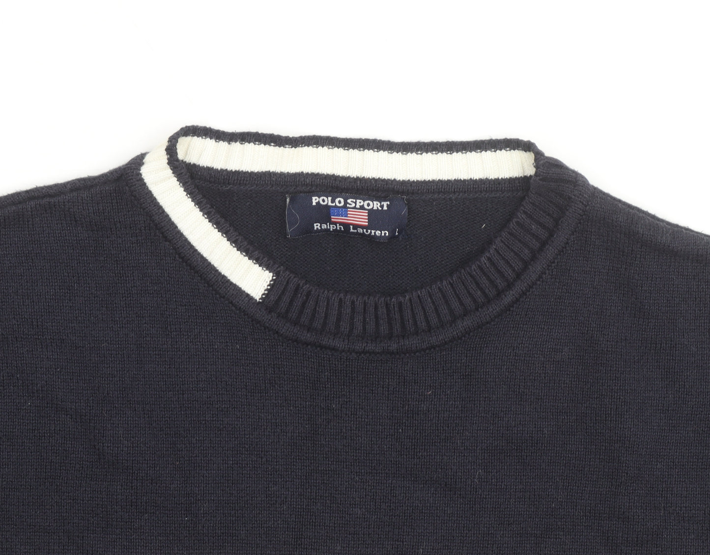 Ralph Lauren Polo Sport Men's Blue Striped Cotton Pullover Jumper L