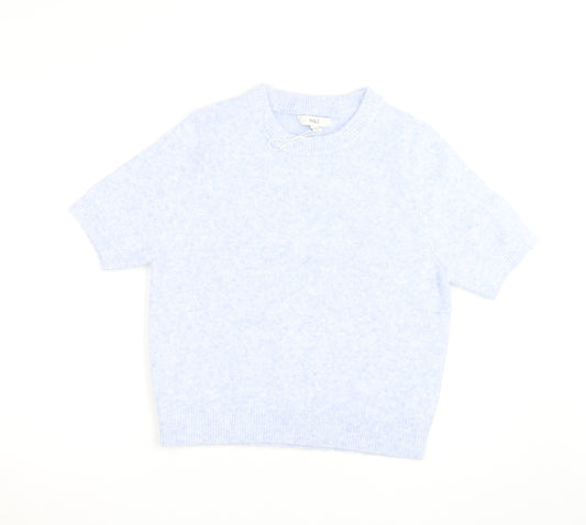 Marks and Spencer Women's Blue Short Sleeve Knit Jumper M